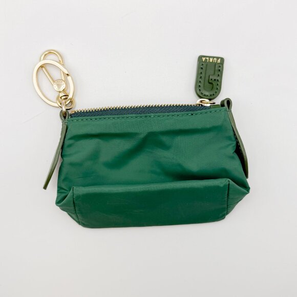 Furla Royal Green Nylon Pouch Mini Case with Key Ring - Picture 2 of 7